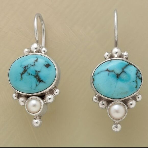 Dazzling blue stone Drop Earrings A1266 - Picture 4 of 6